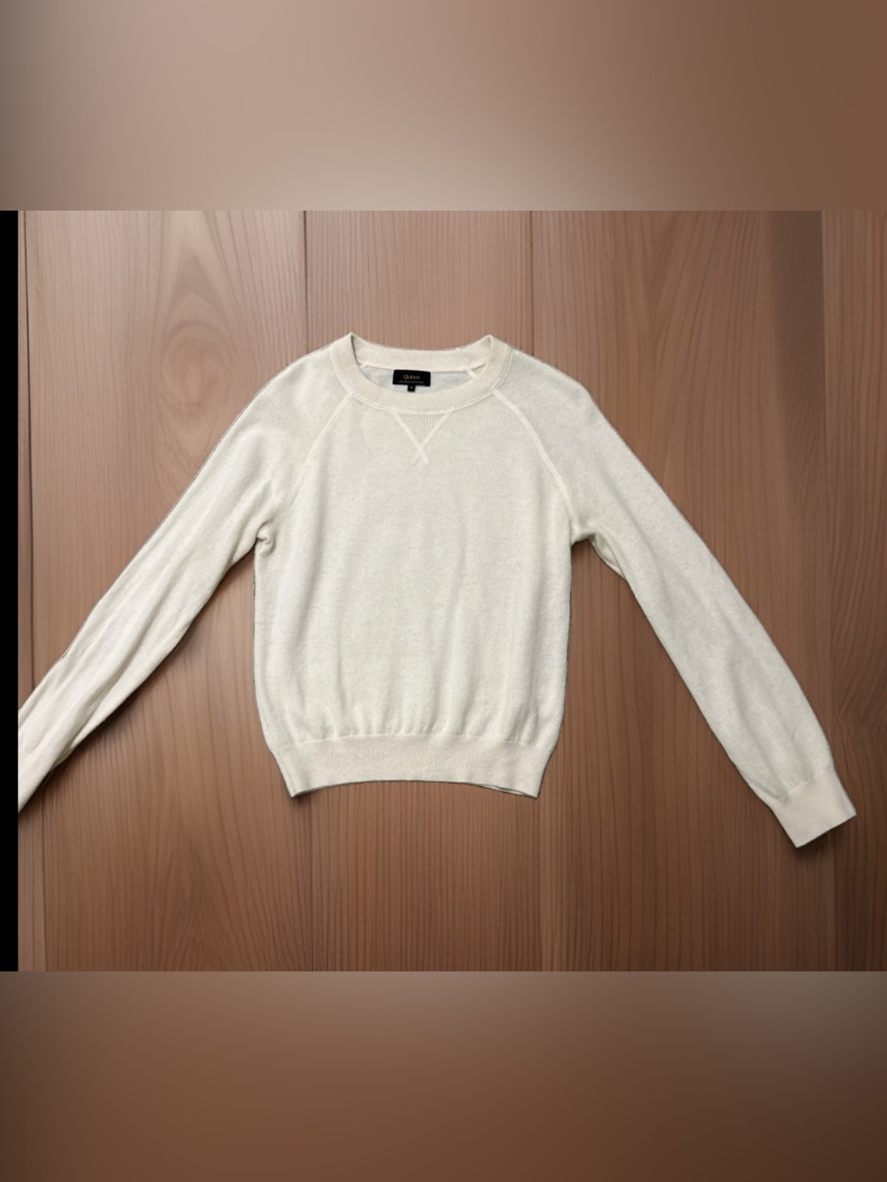 Quince Women Mongolian Cashmere Crewneck Sweater Ivory Long Sleeve Sz Medium